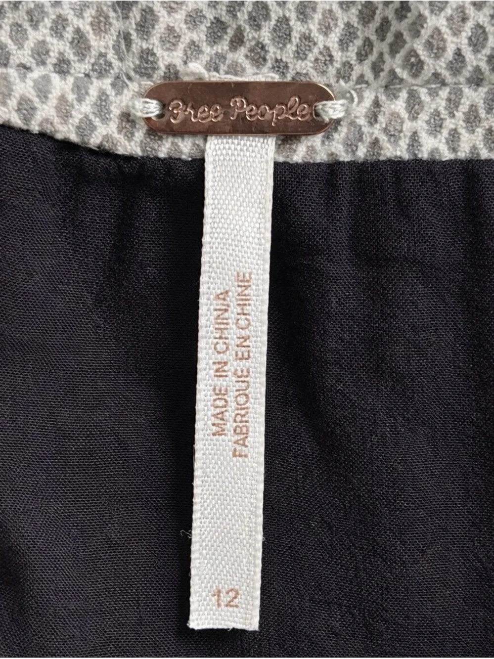 FREE PEOPLE Midnight Magic Print Mini Skirt Size 12 Taupe Moto Zip A-Line
